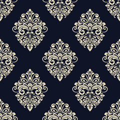 Elegant pattern of an intricate, repeating floral design. A classic wallpaper or fabric background that's perfect for adding a touch of sophistication and beauty