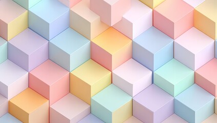 Fototapeta premium Abstract geometric pattern of pastel-colored cubes (1)