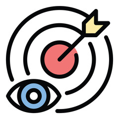 Strategic vision icon flat line style illustration representing long term planning and goal setting suitable for business strategy presentations leadership training and organizational development