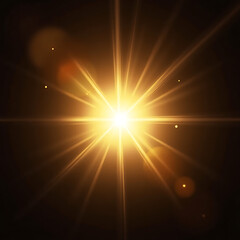 Obraz premium Bright sun star burst shining through space with glowing blue lens flare