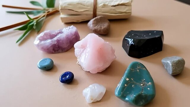 Healing crystals gemstones collection amethyst rose quartz lapis obsidian