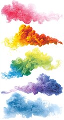 Fototapeta premium Abstract rainbow colored smoke clouds against a white background