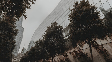 Reflections on Green Office Windows in Modern Urban Construction