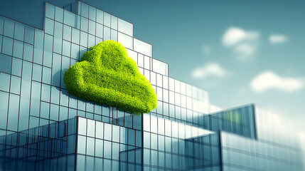 Reflections on Green Office Windows in Modern Urban Construction