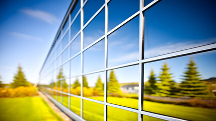 Minimalist Architecture with Green-Toned Glass Window Design