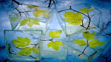 Symmetrical Close-Up of Eco-Friendly Green Glass Exterior
