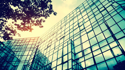Symmetrical Close-Up of Eco-Friendly Green Glass Exterior