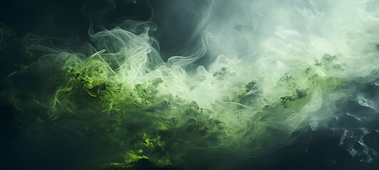a light green leaf , coming out of the smoke, generative AI