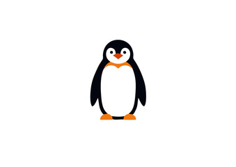 Fototapeta premium Cute penguin character illustration. Simple flat vector icon or mascot design concept for logos and branding. Isolated arctic animal symbol.
