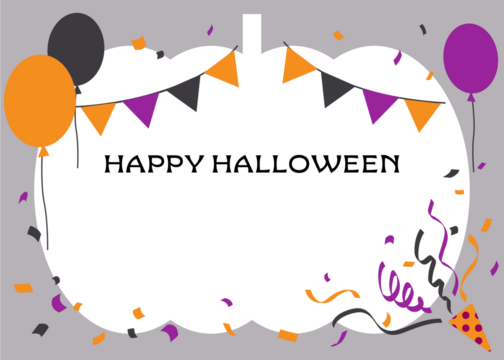 クラッカーと飛び出す紙吹雪、風船、ガーラント　ハロウィン