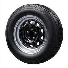 Car Tire and Rim on White Background automobile tire