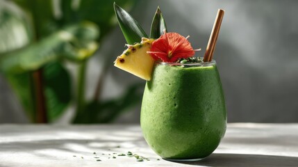 Spirulina Smoothie with Minimalist Background