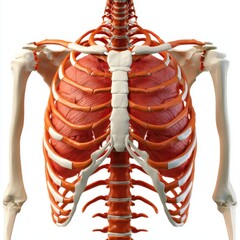 Detailed Human Rib Cage and Torso Skeleton 3D Rendering