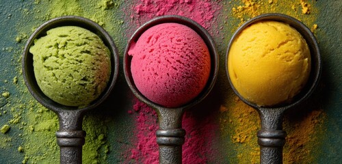Flavored Ice Cream Scoops with Natural Colors