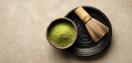 Matcha Tea Powder with Traditional Whisk