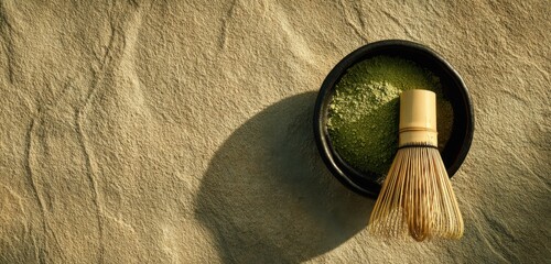Matcha Tea Powder with Traditional Whisk