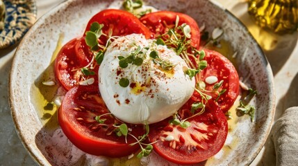 Vegan Burrata Salad with Heirloom Tomatoes