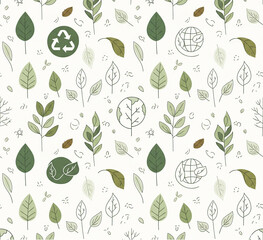Eco Friendly Leaf Seamless Pattern