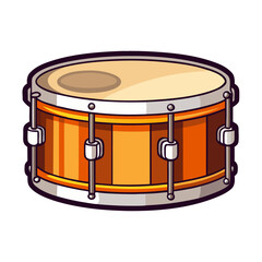 a snare drum with an orange wooden shell, no background vector file.