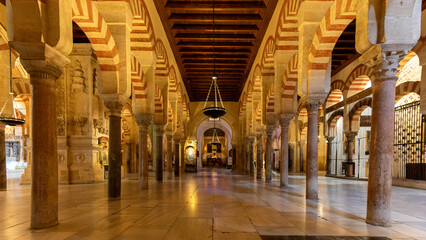 Fototapeta premium Interior of arches of the mosque in cordoba in Spain on june 25th 2025
