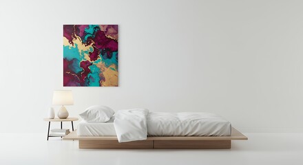 Abstract painting in modern bedroom interior