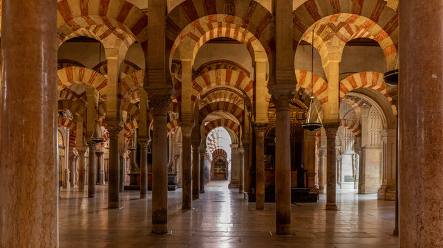 Interior of arches of the mosque in cordoba in Spain on june 25th 2025