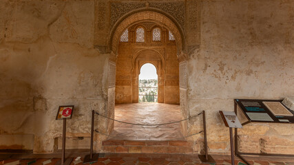 Courtyard in the alhambra in Grenade,  Spain on june 25th 2025