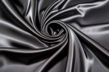 Obraz premium Dark gray satin fabric draped in a swirling pattern.