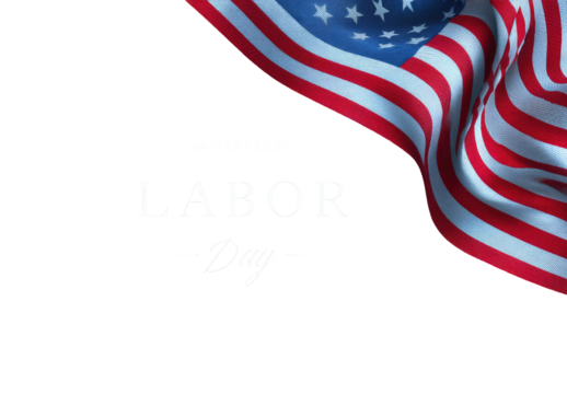 Vector Background with Waving American Flag and Text on Transparent Background - Powered by Adobe