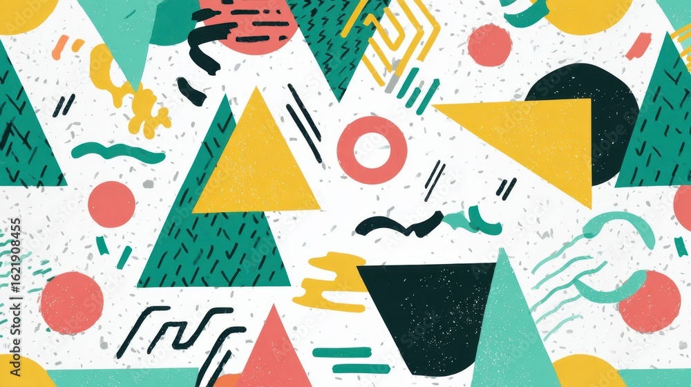 Poster colorful geometric shapes create a fun and playful pattern.