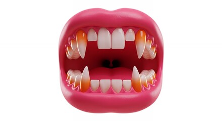 Naklejka premium Colorful cartoon mouth with fangs