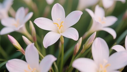 Fototapeta premium white Rain Lily flowers bring nature's elegance. blooming beautifully in spring.