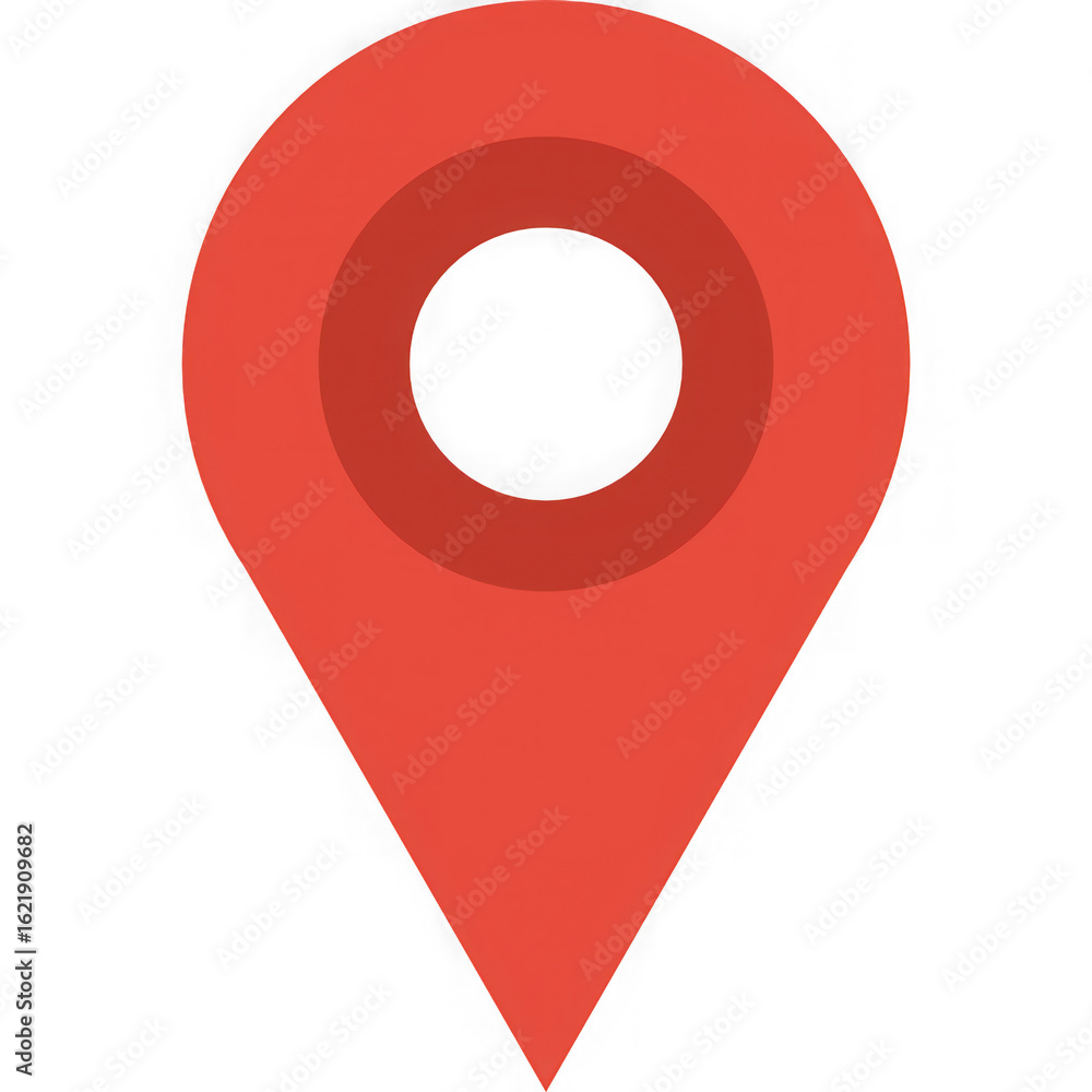 Fototapete a bright red map pin marker icon with concentric circles inside representing a location or destinati