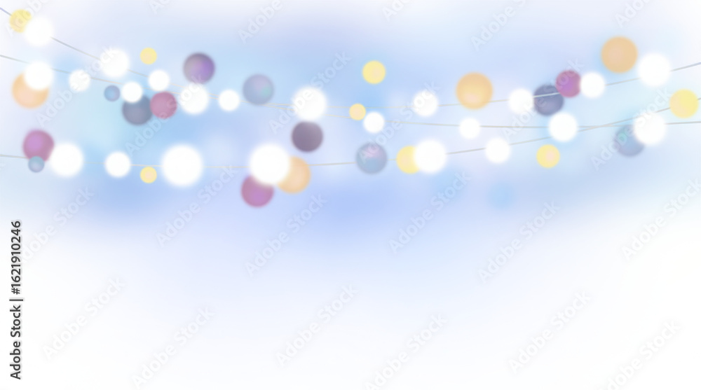 Fototapete softly glowing string of festive bokeh lights creating a magical ambiance on a dark background isola