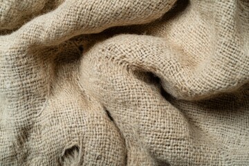 Close up of a natural burlap fabric.
