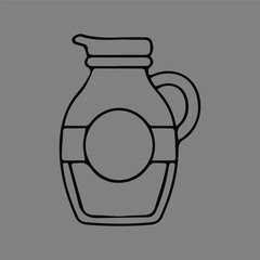 Simple black outline sketch of a cluster of ripe blueberries on a grey background. A minimalist icon representing natural, healthy food.