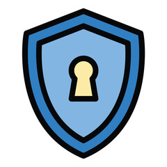 Protection shield icon flat line style illustration representing safety and security measures suitable for antivirus software cybersecurity platforms and privacy protection projects