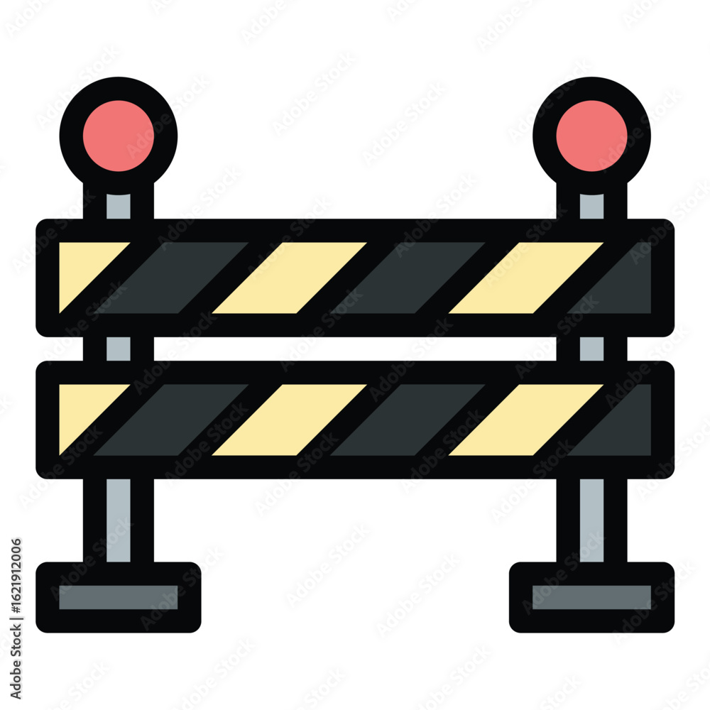 Poster barrier icon flat line style illustration representing obstruction and restricted access suitable fo