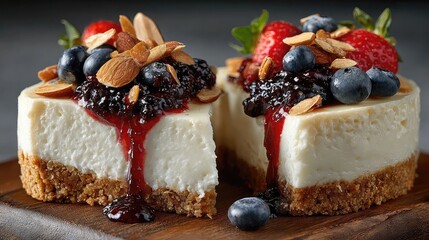 Vegan cheesecake made with cashew or tofu bases, nut crusts, and natural sweeteners for creamy, dairy-free desserts suitable for plant-based diets