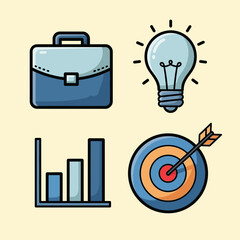 Minimalist Vector SVG Icon Set with Business and Idea Elements in Flat Design Style