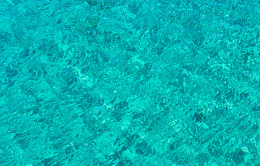 A view of crystal clear turquoise sea water that is soothing to the eyes. Background and pattern for design. Photo taken at Atauro Beach, Timor Leste.