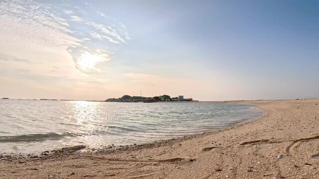 The beautiful scenery of Gili Ketapang beach in the morning