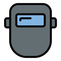 Welding mask icon flat line style illustration representing facial protection and welding safety suitable for industrial equipment catalogs metalwork training and occupational safety projects