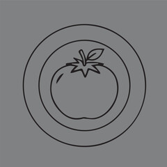 Minimalist Tomato Icon on Plate Simple Outline for Organic Produce and Healthy Eating Illustration
