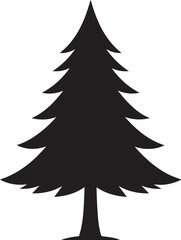 Christmas Tree Silhouette in Black | Festive Pine Decoration Illustration Vector