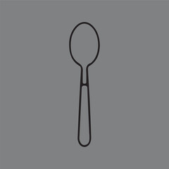 Simple spoon icon vector graphic. A clean, modern line drawing of a kitchen utensil, perfect for culinary, restaurant, or eating themes.