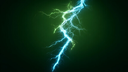 Vibrant lightning bolt striking against a dark green background, symbolizing energy and power