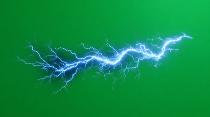 Dramatic lightning bolt striking against a vibrant green background, emphasizing energy and power