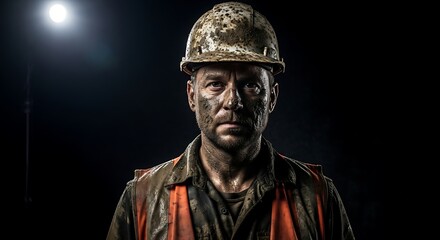 Portrait of a determined construction worker after a long day's hard work under extreme conditions