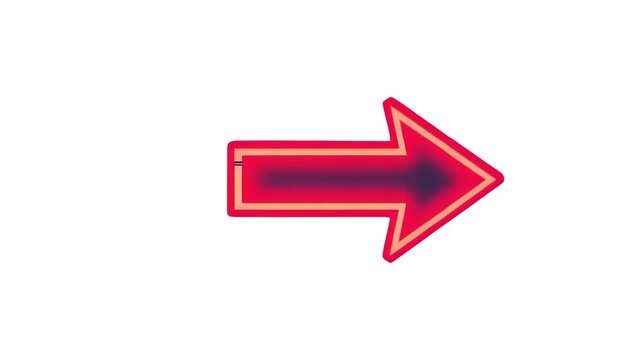 A vibrant red neon arrow, outlined in a lighter peach color, points to the right against a clean white background.